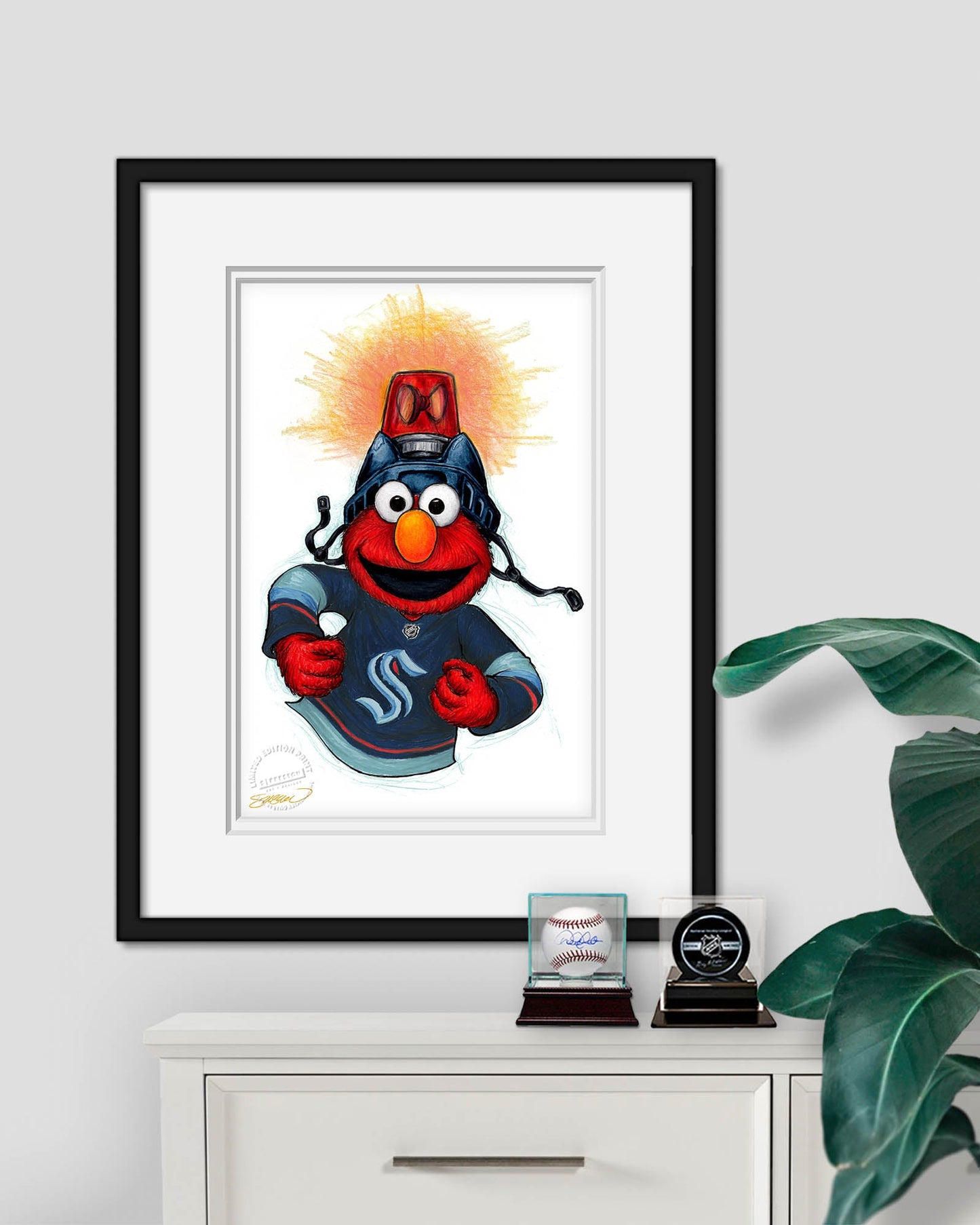 Elmo Loves Goals! x NHL Kraken Limited Edition Art Print