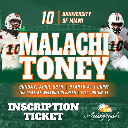 MALACHI TONEY AUTOGRAPH EVENT - WELLINGTON (The Mall at Wellington Green) In-Store Public Signing - April 26th, 2026