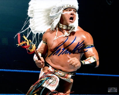 Tatanka Chris Chavis Autographed WWF Wrestling 8x10 Photo