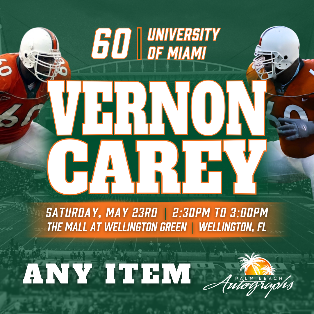 Autograph Address Website VERNON CAREY In-Store Miami Hurricanes Public Autograph Signing Event ...