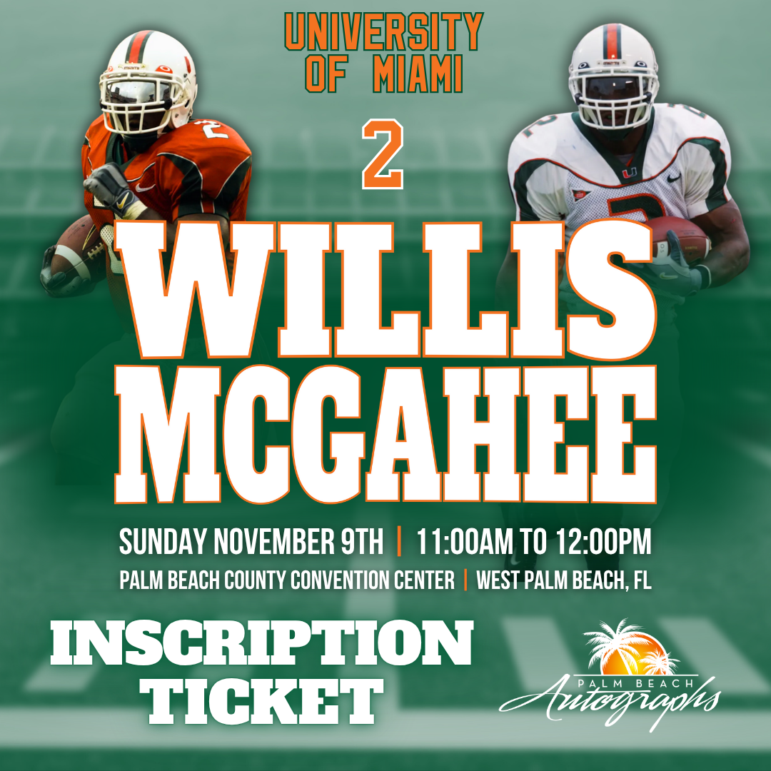 WILLIS McGAHEE AUTOGRAPH EVENT - PALM BEACH CARD SHOW Public Signing - November 9th, 2025