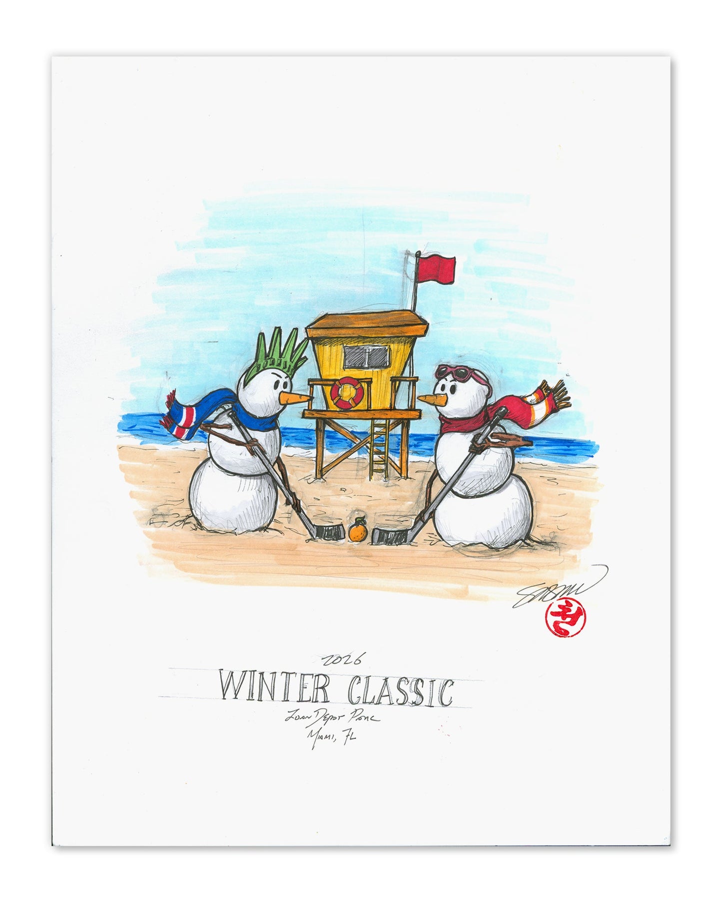 2026 NHL Winter Classic Sketch Limited Edition Art Prints