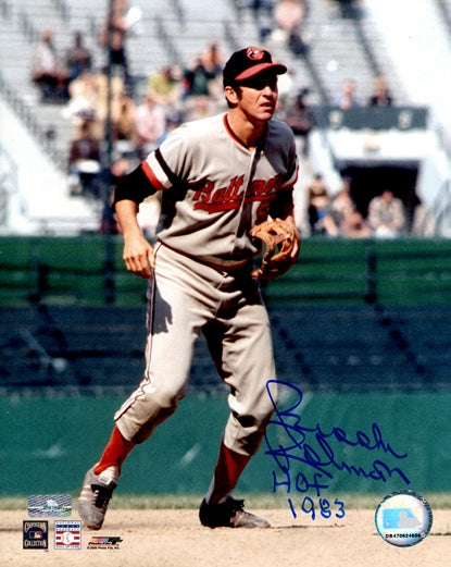 Brooks Robinson Autographed Baltimore Orioles (Fielding) 8x10 Photo with "HOF 1983"