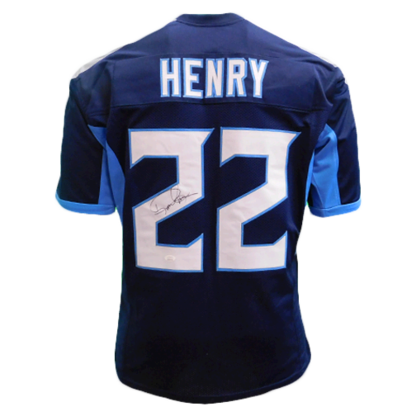 Derrick Henry Autographed Tennessee (Blue #22) Custom Jersey - JSA