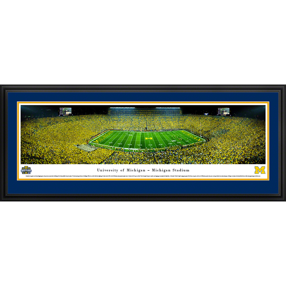 University of Michigan Wolverines (Under The Lights) Deluxe Framed Stadium Panoramic