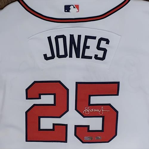 Andruw Jones Autographed Atlanta Braves (White #25) Custom Jersey - JS ...