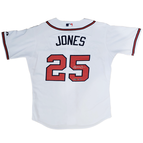 Andruw Jones Autographed Atlanta Braves (White #25) Custom Jersey - JS ...