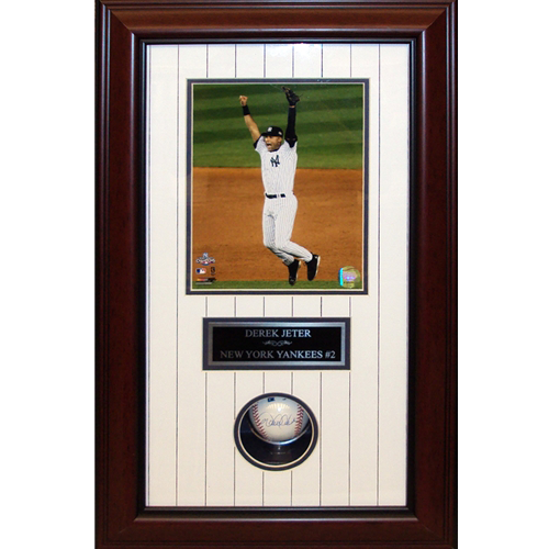 Derek Jeter Autographed New York Yankees Baseball Shadowbox Frame - JSA