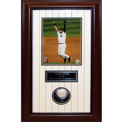 Derek Jeter Autographed New York Yankees Baseball Shadowbox Frame - JSA