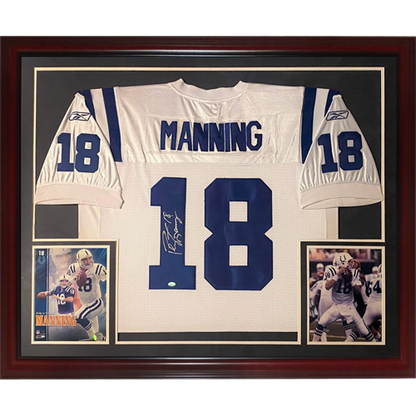 Peyton Manning Autographed Indianapolis Colts (White #18) Deluxe Framed Jersey