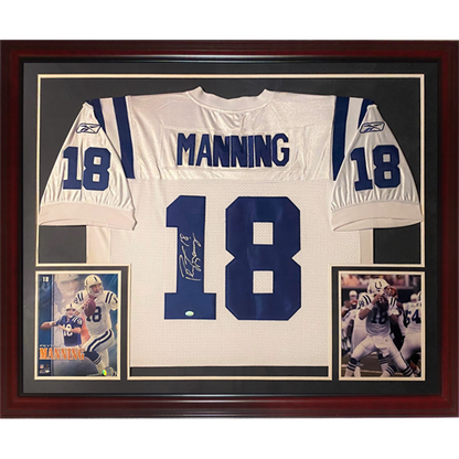 Peyton Manning Autographed Indianapolis Colts White 18 Deluxe Frame Palm Beach Autographs LLC