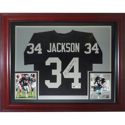 Bo Jackson Autographed Oakland Raiders (Black #34) Deluxe Framed Jersey