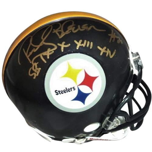 Rocky Bleier Autographed Pittsburgh Steelers Mini Helmet with 4x SB Champ - JSA