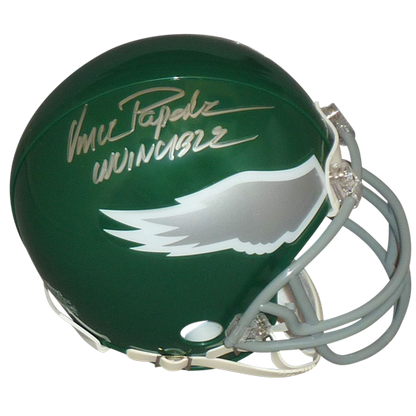Vince Papale Autographed Philadelphia Eagles Throwback Mini Helmet w/ "Invincible"
