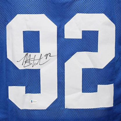 Michael Strahan Autographed New York Giants (Blue #92) Jersey - JSA