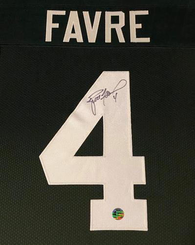 Brett Favre Autographed Green Bay Packers (Green #4) Deluxe Framed Jersey - Favre Holo
