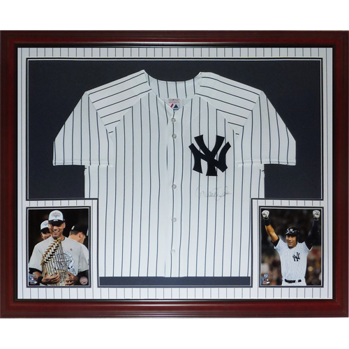 Derek Jeter Autographed New York Yankees (Pinstripe Front) Deluxe Framed Jersey - Steiner
