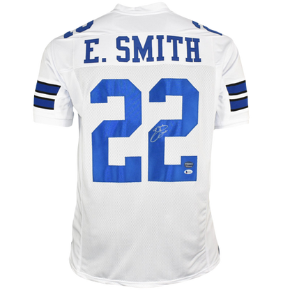 Emmitt Smith Autographed Dallas Cowboys (White #22) Custom Jersey - Beckett