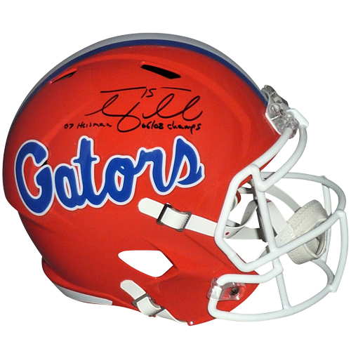 Tim Tebow Autographed Florida Gators (Speed) Deluxe Full-Size Replica Helmet w/ "07 Heisman", "06/08 Champs" - Tebow Holo