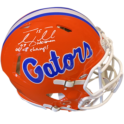 Tim Tebow Autographed Florida Gators Proline Authentic (Speed) Helmet w/ "07 Heisman", "06/08 Champs" - Tebow Holo