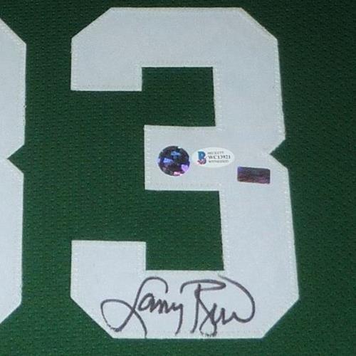 Larry Bird Autographed Boston Celtics (Green #33) Deluxe Framed Jersey - Beckett Witness
