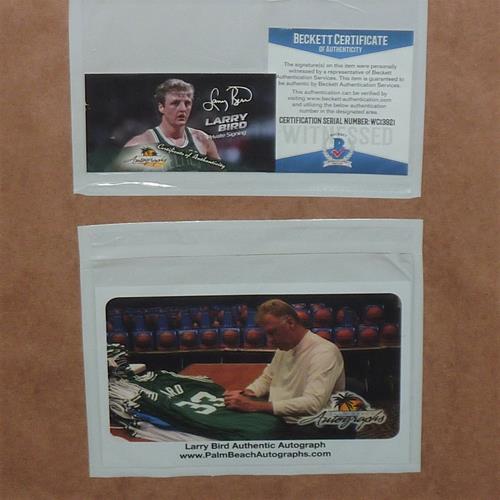 Larry Bird Signed Boston Celtics 35x43 Framed Green Jersey (Beckett  Hologram)