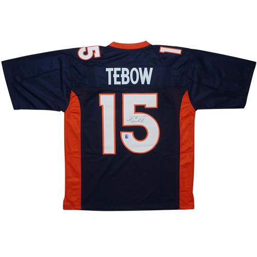 Tim Tebow Autographed Denver Broncos (Blue #15) Custom Jersey - Tebow Holo