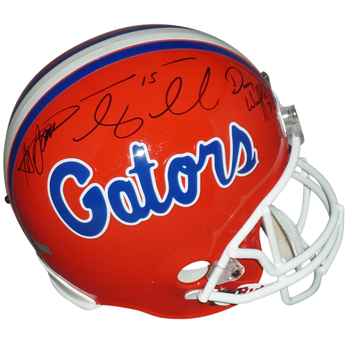 Steve Spurrier, Danny Wuerffel, Tim Tebow (Triple Heisman) Autographed Florida Gators Deluxe Replica Helmet - Tebow Holo