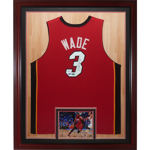 Dwyane Wade Autographed Miami Heat (Red #3) Deluxe Framed Jersey - Fanatics