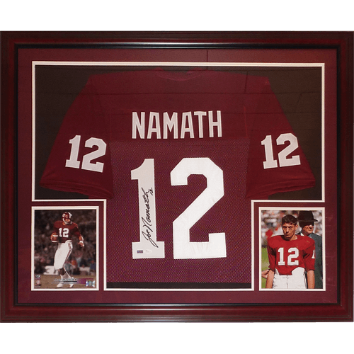 Joe Namath Autographed Alabama (Crimson #12) Deluxe Framed Jersey