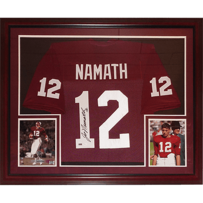 Joe Namath Autographed Alabama (Crimson #12) Deluxe Framed Jersey
