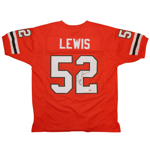 Ray Lewis Autographed Miami Hurricanes (Orange #52) Custom Jersey