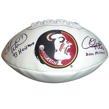 Charlie Ward and Chris Weinke Autographed FSU Florida State Seminoles Logo Football w/ "93 Heisman" , "2000 Heisman"