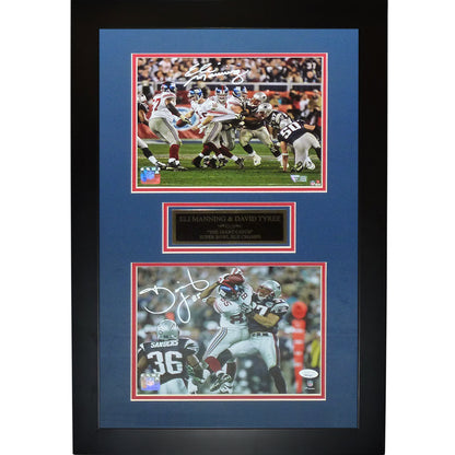 Eli Manning And David Tyree Autographed New York Giants (Super Bowl XLII Catch) Deluxe Framed 8x10 Piece - JSA/Fanatics
