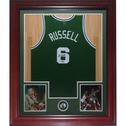 Bill Russell Autographed Boston Celtics (Green #6) Deluxe Framed Jersey