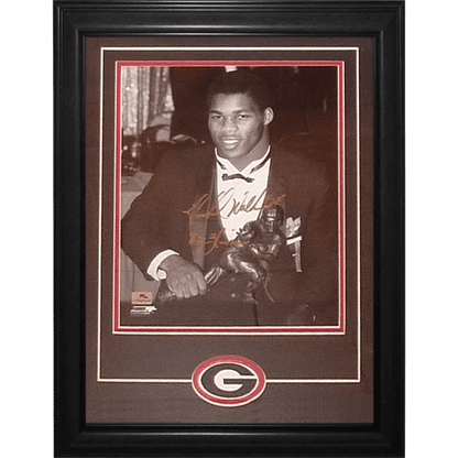 Herschel Walker Autographed Georgia Bulldogs (Heisman Trophy BW) Deluxe Framed 11x14 Photo w/ "82 Heisman"