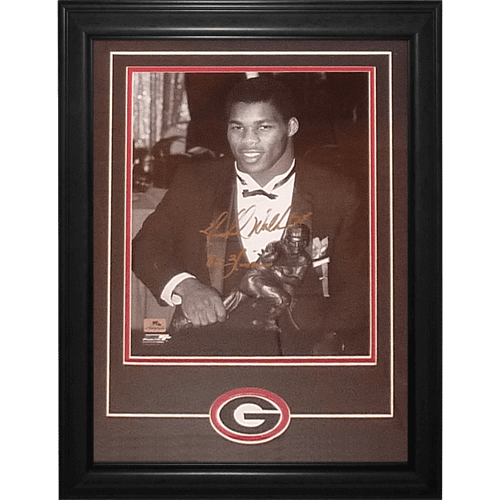 Herschel Walker Autographed Georgia Bulldogs (Heisman Trophy BW) Deluxe Framed 11x14 Photo w/ "82 Heisman"