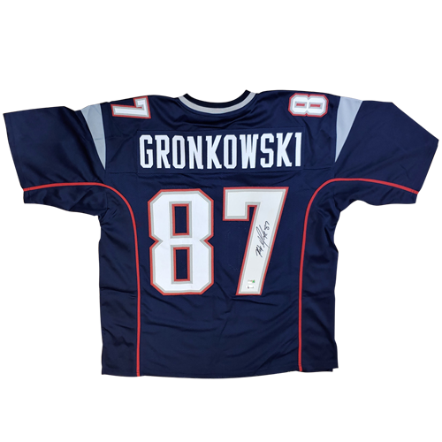 Rob Gronkowski Autographed New England Patriots (Blue #87) Custom Stitched Jersey - Gronk Holo