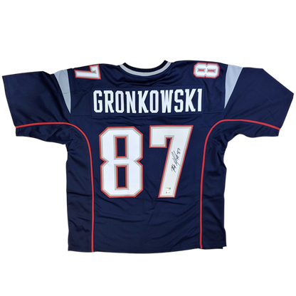 Rob Gronkowski Autographed New England Patriots (Blue #87) Custom Stitched Jersey - Gronk Holo