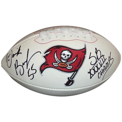 Derrick Brooks Autographed Tampa Bay Buccaneers Logo Football w/ "SB XXXVIII Champs"