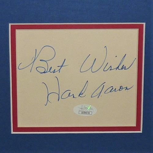 Hank Aaron Autographed Atlanta Braves (715 HR) Deluxe Framed Cut Signature Piece - JSA