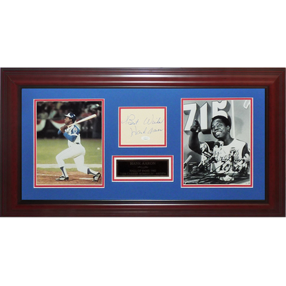 Hank Aaron Autographed Atlanta Braves (715 HR) Deluxe Framed Cut Signature Piece - JSA