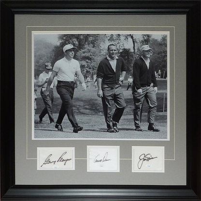 Jack Nicklaus, Arnold Palmer And Gary Player Autographed Big 3 Deluxe Framed Golf Piece - JSA