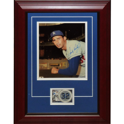 Sandy Koufax Autographed Brooklyn Dodgers Deluxe Framed 8x10 Photo w/Patch - JSA