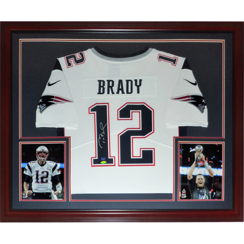 Tom Brady Autographed New England Patriots (White #12 Nike) Deluxe Framed  Jersey - Fanatics