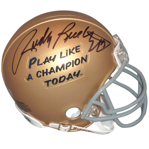 Rudy Ruettiger Autographed Notre Dame (Play Like A Champion Today) Mini Helmet