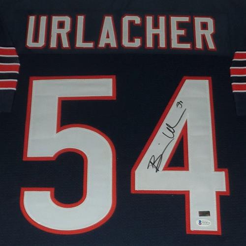 Brian Urlacher Autographed Chicago Bears (Blue #54) Deluxe Framed Jersey - Beckett