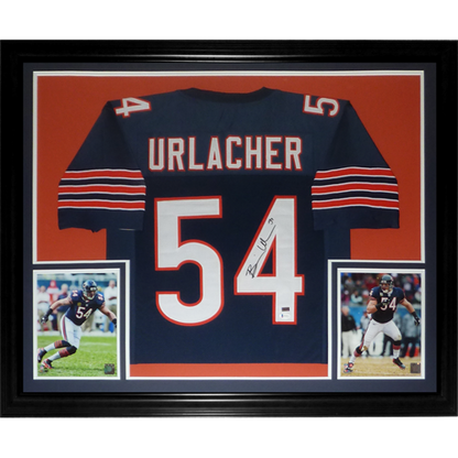 Brian Urlacher Autographed Chicago Bears (Blue #54) Deluxe Framed Jersey - Beckett