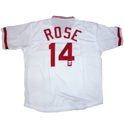 Pete Rose Autographed Cincinnati (White #14) Jersey w/ "4256" - JSA