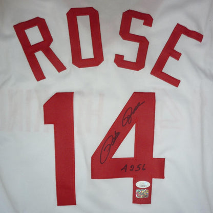Pete Rose Autographed Cincinnati (White #14) Jersey w/ "4256" - JSA
